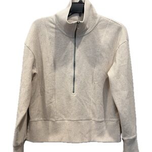 Le Verde 1/4 Zip Pullover Sweater S Oatmeal Beige